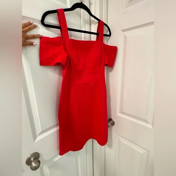 A.L.C. Calla Ramie Blend Cold Shoulder Dress in Red Women’s Size 8 - Picture 5 of 5